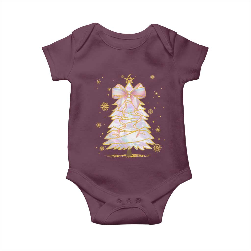 Christmas Tree Bow Baby Onesie Gift For Her TS10 Maroon Print Your Wear