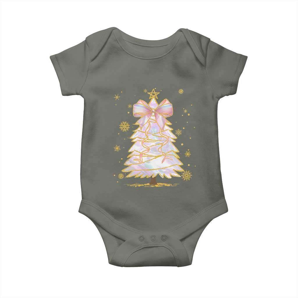 Christmas Tree Bow Baby Onesie Gift For Her TS10 Military Green Print Your Wear