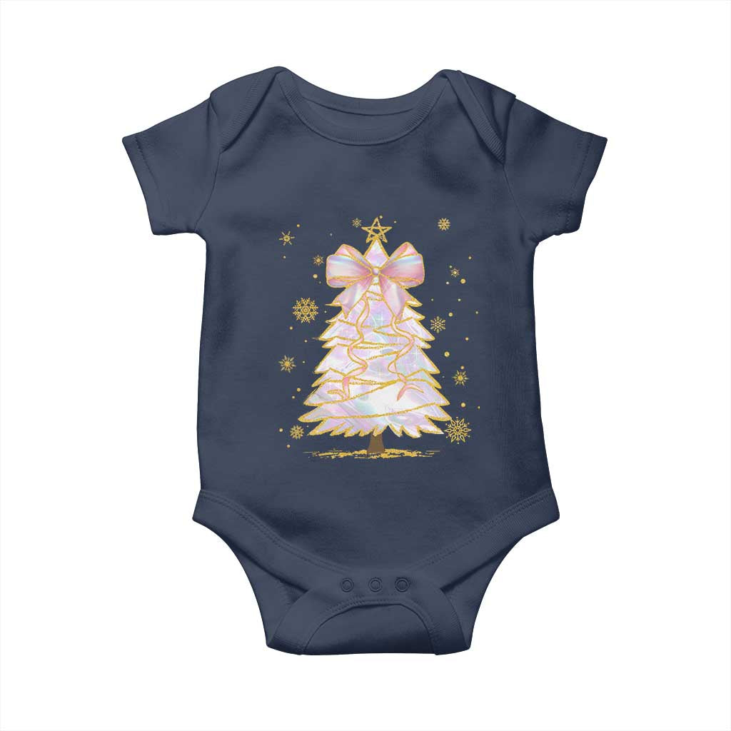 Christmas Tree Bow Baby Onesie Gift For Her TS10 Navy Print Your Wear