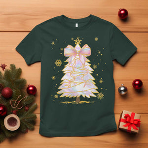 Christmas Tree Bow T Shirt Gift For Her TS10 Dark Forest Green Print Your Wear
