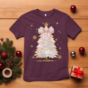 Christmas Tree Bow T Shirt Gift For Her TS10 Maroon Print Your Wear