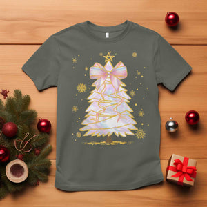 Christmas Tree Bow T Shirt Gift For Her TS10 Military Green Print Your Wear