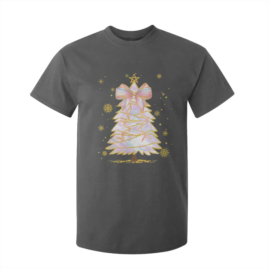 Christmas Tree Bow T Shirt For Kid Gift For Her TS10 Dark Heather Print Your Wear