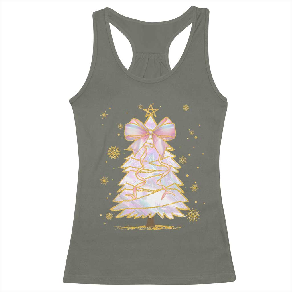 Christmas Tree Bow Racerback Tank Top Gift For Her TS10 Military Green Print Your Wear