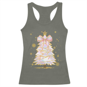 Christmas Tree Bow Racerback Tank Top Gift For Her TS10 Military Green Print Your Wear