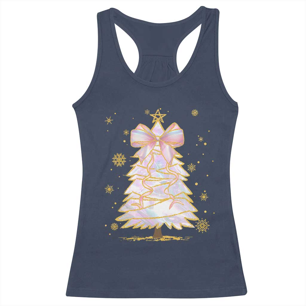 Christmas Tree Bow Racerback Tank Top Gift For Her TS10 Navy Print Your Wear