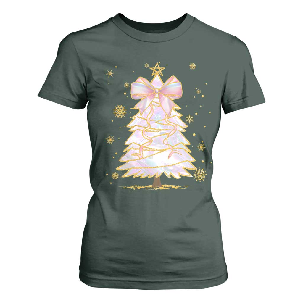 Christmas Tree Bow T Shirt For Women Gift For Her TS10 Dark Forest Green Print Your Wear