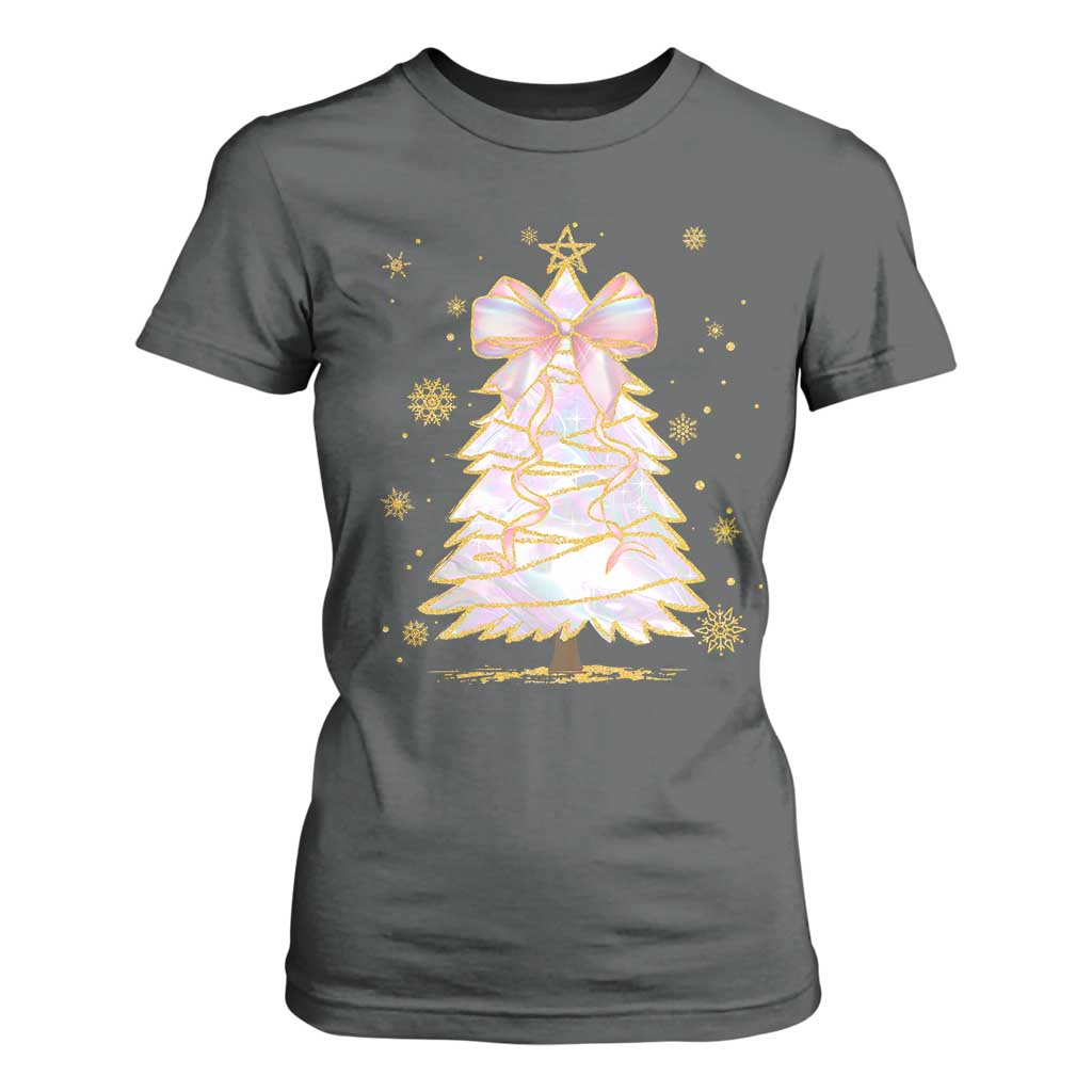 Christmas Tree Bow T Shirt For Women Gift For Her TS10 Dark Heather Print Your Wear
