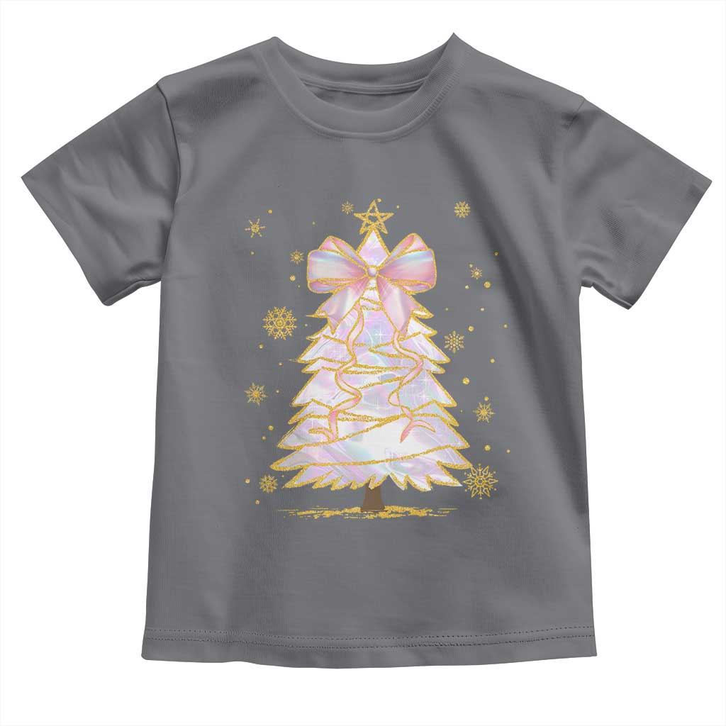 Christmas Tree Bow Toddler T Shirt Gift For Her TS10 Charcoal Print Your Wear
