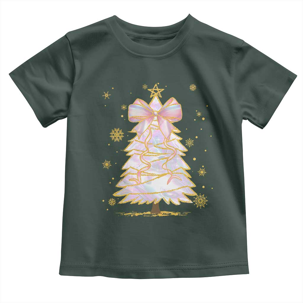 Christmas Tree Bow Toddler T Shirt Gift For Her TS10 Dark Forest Green Print Your Wear