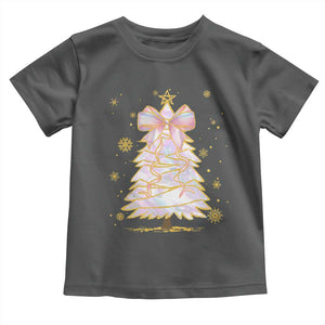 Christmas Tree Bow Toddler T Shirt Gift For Her TS10 Dark Heather Print Your Wear