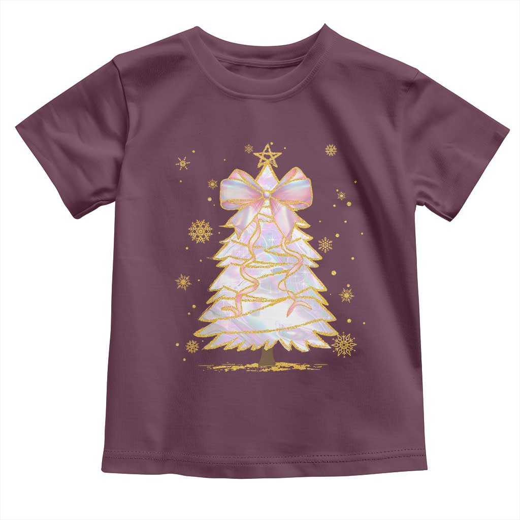 Christmas Tree Bow Toddler T Shirt Gift For Her TS10 Maroon Print Your Wear