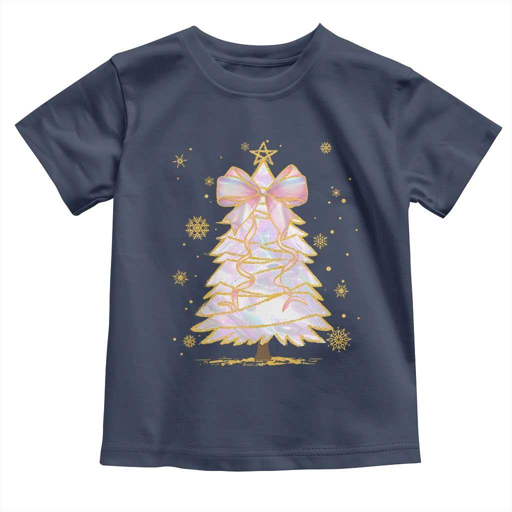 Christmas Tree Bow Toddler T Shirt Gift For Her TS10 Navy Print Your Wear