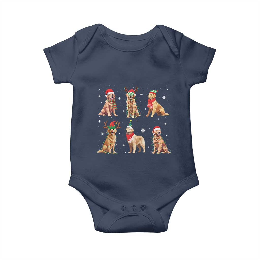 Golden Retriever Christmas Baby Onesie Gift for Dog Lover Happy New Year Dog Xmas Lights TS10 Navy Print Your Wear