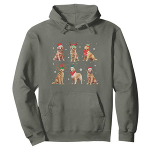 Golden Retriever Christmas Hoodie Gift for Dog Lover Happy New Year Dog Xmas Lights TS10 Military Green Print Your Wear