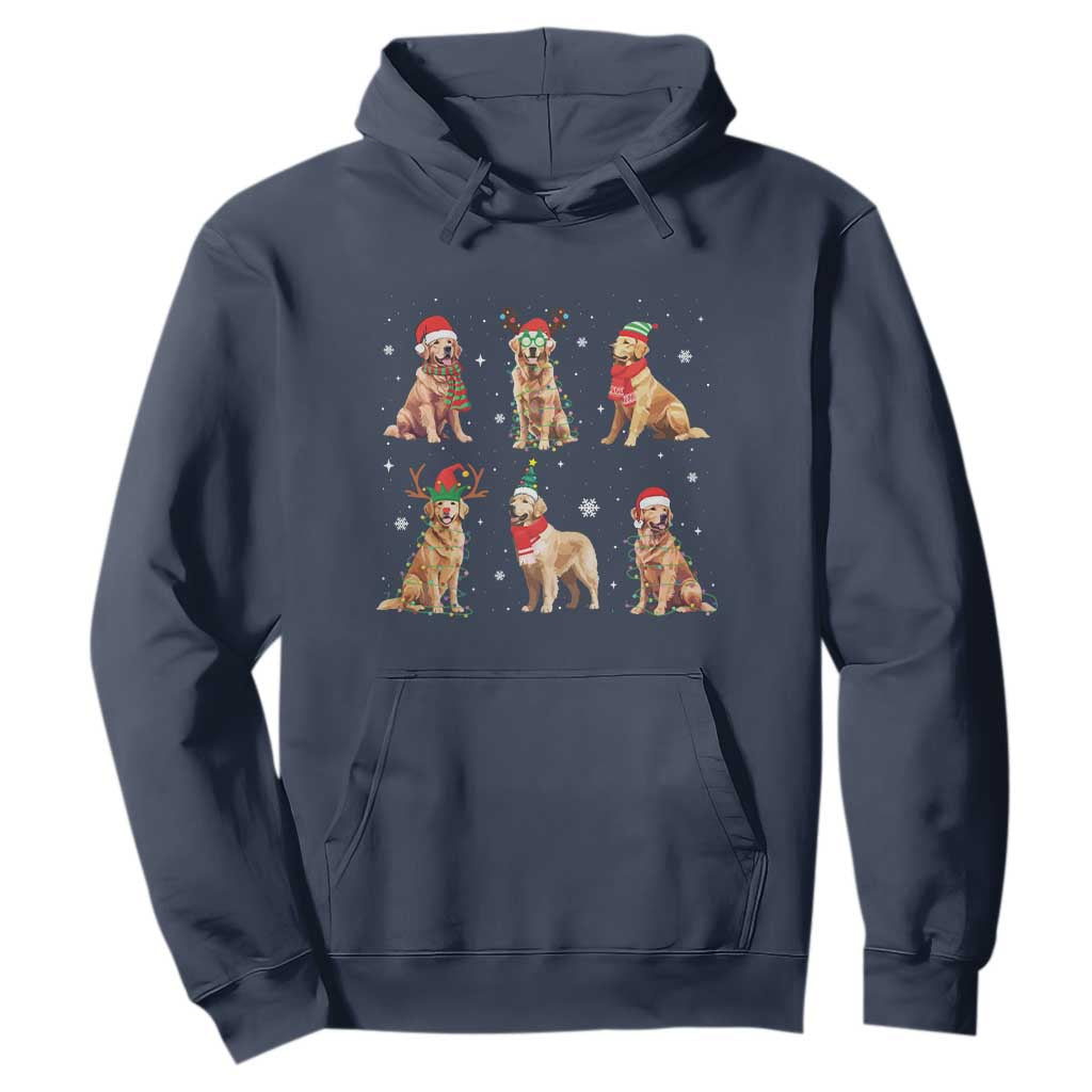 Golden Retriever Christmas Hoodie Gift for Dog Lover Happy New Year Dog Xmas Lights TS10 Navy Print Your Wear
