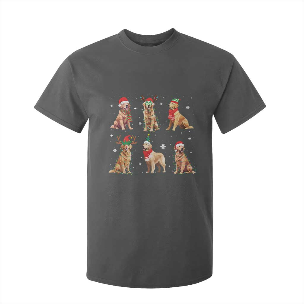 Golden Retriever Christmas T Shirt For Kid Gift for Dog Lover Happy New Year Dog Xmas Lights TS10 Dark Heather Print Your Wear
