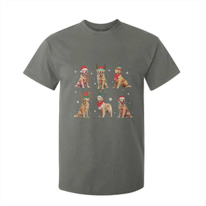 Golden Retriever Christmas T Shirt For Kid Gift for Dog Lover Happy New Year Dog Xmas Lights TS10 Military Green Print Your Wear