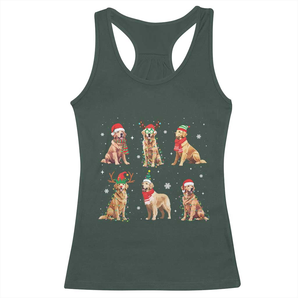 Golden Retriever Christmas Racerback Tank Top Gift for Dog Lover Happy New Year Dog Xmas Lights TS10 Dark Forest Green Print Your Wear