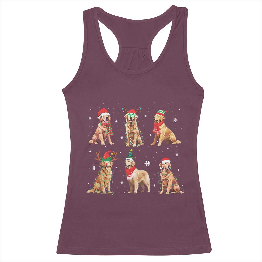 Golden Retriever Christmas Racerback Tank Top Gift for Dog Lover Happy New Year Dog Xmas Lights TS10 Maroon Print Your Wear