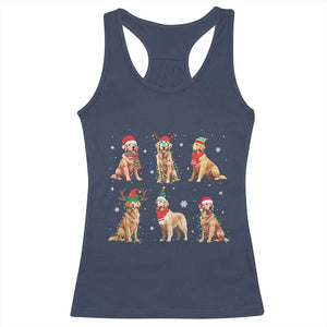 Golden Retriever Christmas Racerback Tank Top Gift for Dog Lover Happy New Year Dog Xmas Lights TS10 Navy Print Your Wear