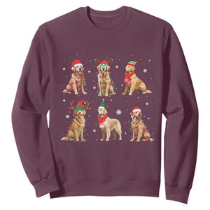 Golden Retriever Christmas Sweatshirt Gift for Dog Lover Happy New Year Dog Xmas Lights TS10 Maroon Print Your Wear