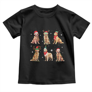 Golden Retriever Christmas Toddler T Shirt Gift for Dog Lover Happy New Year Dog Xmas Lights TS10 Black Print Your Wear