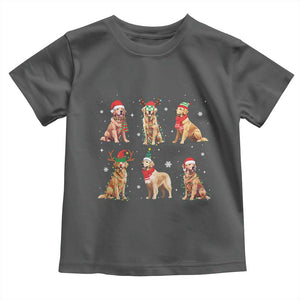 Golden Retriever Christmas Toddler T Shirt Gift for Dog Lover Happy New Year Dog Xmas Lights TS10 Dark Heather Print Your Wear