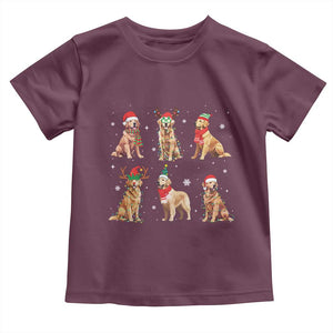 Golden Retriever Christmas Toddler T Shirt Gift for Dog Lover Happy New Year Dog Xmas Lights TS10 Maroon Print Your Wear