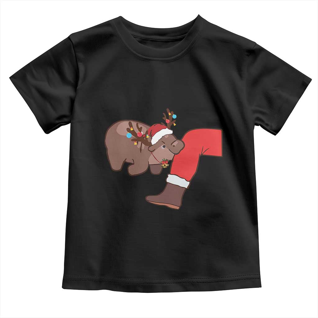 Funny Moo-Deng Christmas Baby Shirt MooDengMas Xmas Baby Pygmy Hippo Cute Zoo For Family Tee TS10 Black Print Your Wear