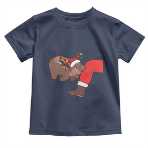Funny Moo-Deng Christmas Baby Shirt MooDengMas Xmas Baby Pygmy Hippo Cute Zoo For Family Tee TS10 Navy Print Your Wear