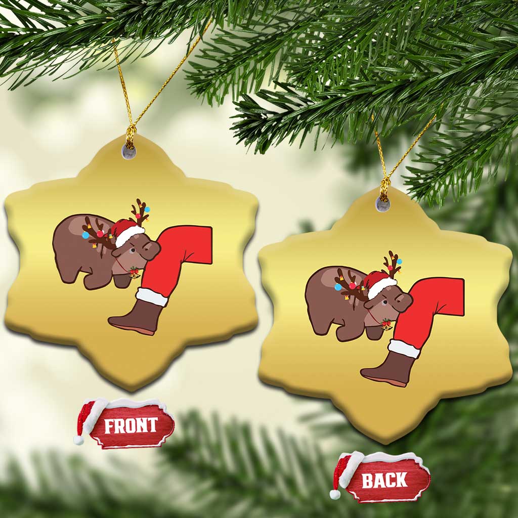 Funny Moo-Deng Christmas Christmas Ornament MooDengMas Xmas Baby Pygmy Hippo Cute Zoo For Family Tee TS10 Snow Flake Gold Print Your Wear