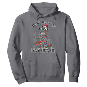Christmas Racoon Hoodie I'm Fine Everything Is Fine Xmas Lights TS10 Charcoal Print Your Wear
