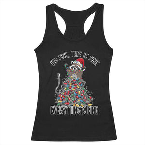 Christmas Racoon Racerback Tank Top I'm Fine Everything Is Fine Xmas Lights TS10 Black Print Your Wear