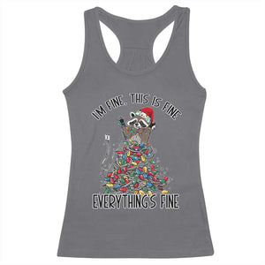 Christmas Racoon Racerback Tank Top I'm Fine Everything Is Fine Xmas Lights TS10 Charcoal Print Your Wear