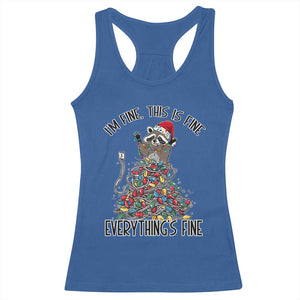 Christmas Racoon Racerback Tank Top I'm Fine Everything Is Fine Xmas Lights TS10 Royal Blue Print Your Wear