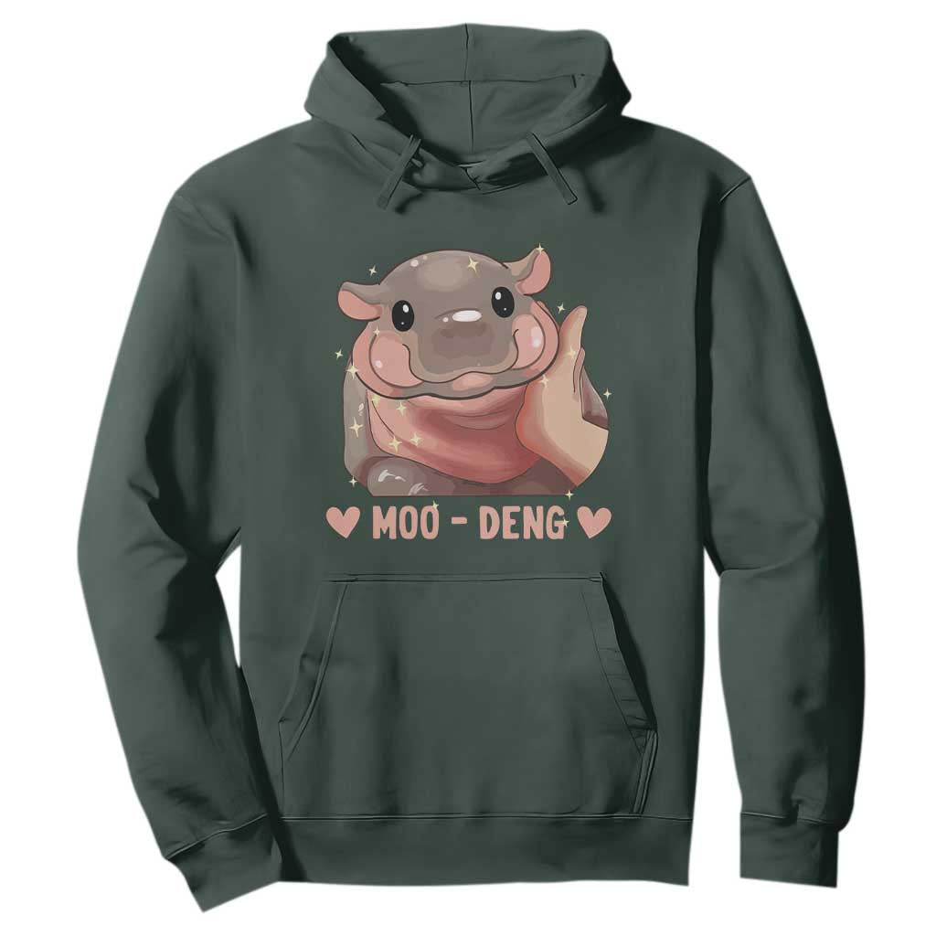 Funny Moo-Deng Hoodie Baby Pygmy Hippo Cute Zoo For Family Tee TS10 Dark Forest Green Print Your Wear