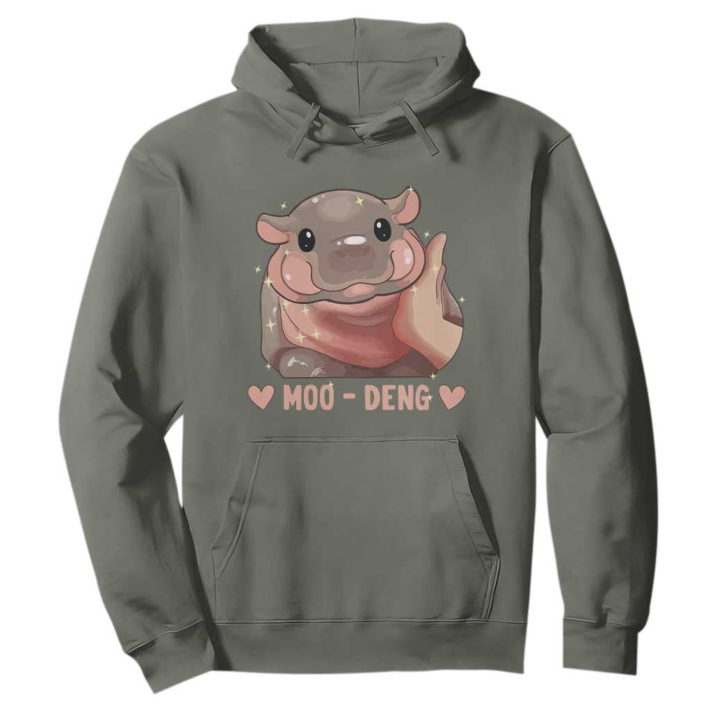 Funny Moo-Deng Hoodie Baby Pygmy Hippo Cute Zoo For Family Tee TS10 Military Green Print Your Wear
