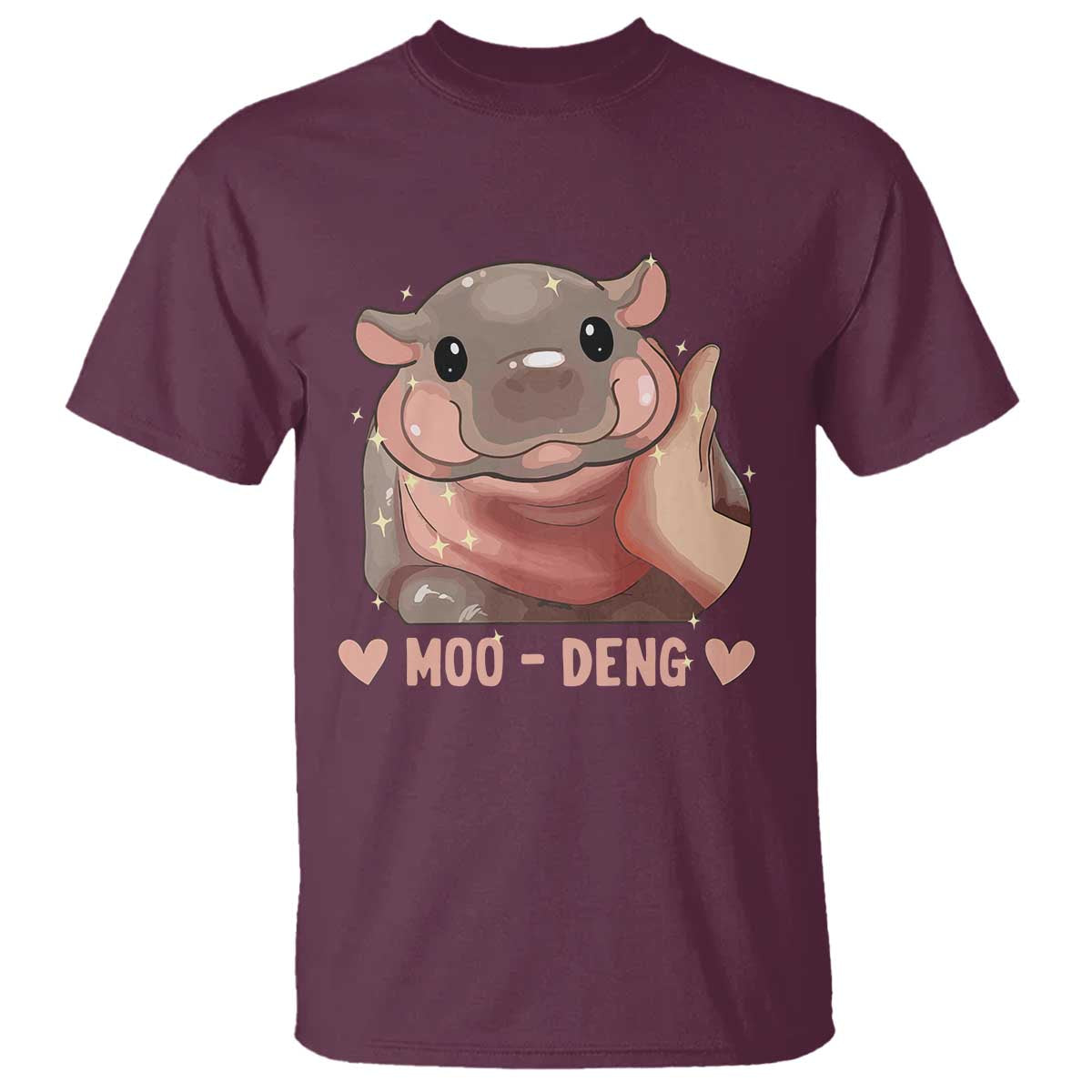 Funny Moo-Deng T Shirt Baby Pygmy Hippo Cute Zoo For Family Tee TS10 Maroon Print Your Wear
