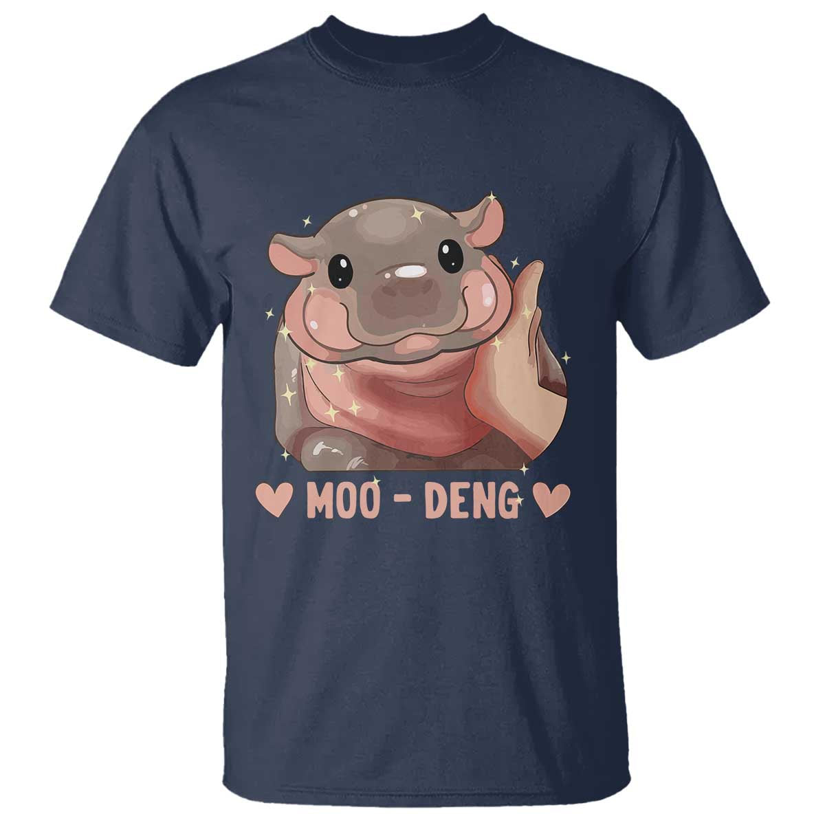 Funny Moo-Deng T Shirt Baby Pygmy Hippo Cute Zoo For Family Tee TS10 Navy Print Your Wear