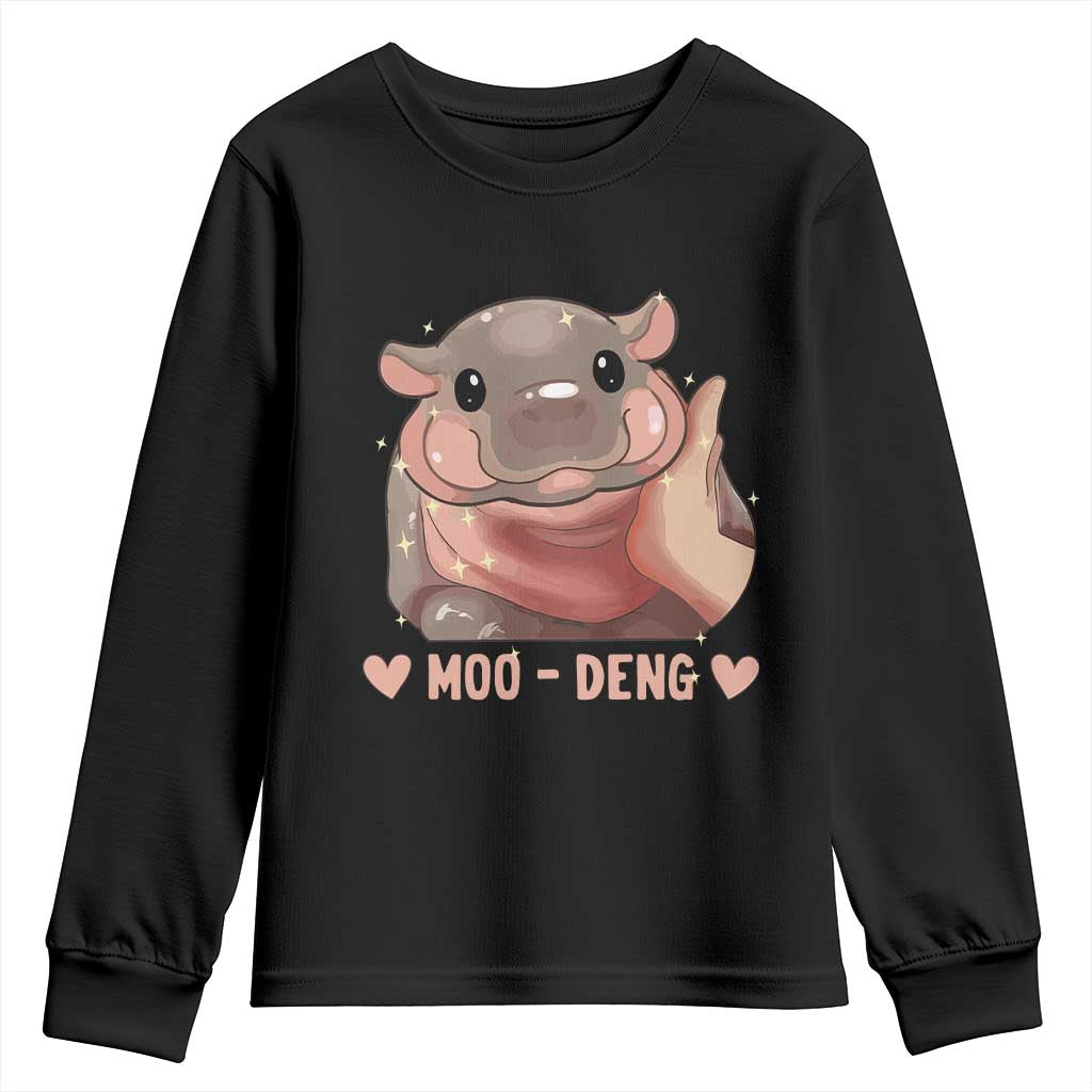 Funny Moo-Deng Youth Sweatshirt Baby Pygmy Hippo Cute Zoo For Family Tee TS10 Black Print Your Wear