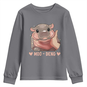 Funny Moo-Deng Youth Sweatshirt Baby Pygmy Hippo Cute Zoo For Family Tee TS10 Charcoal Print Your Wear
