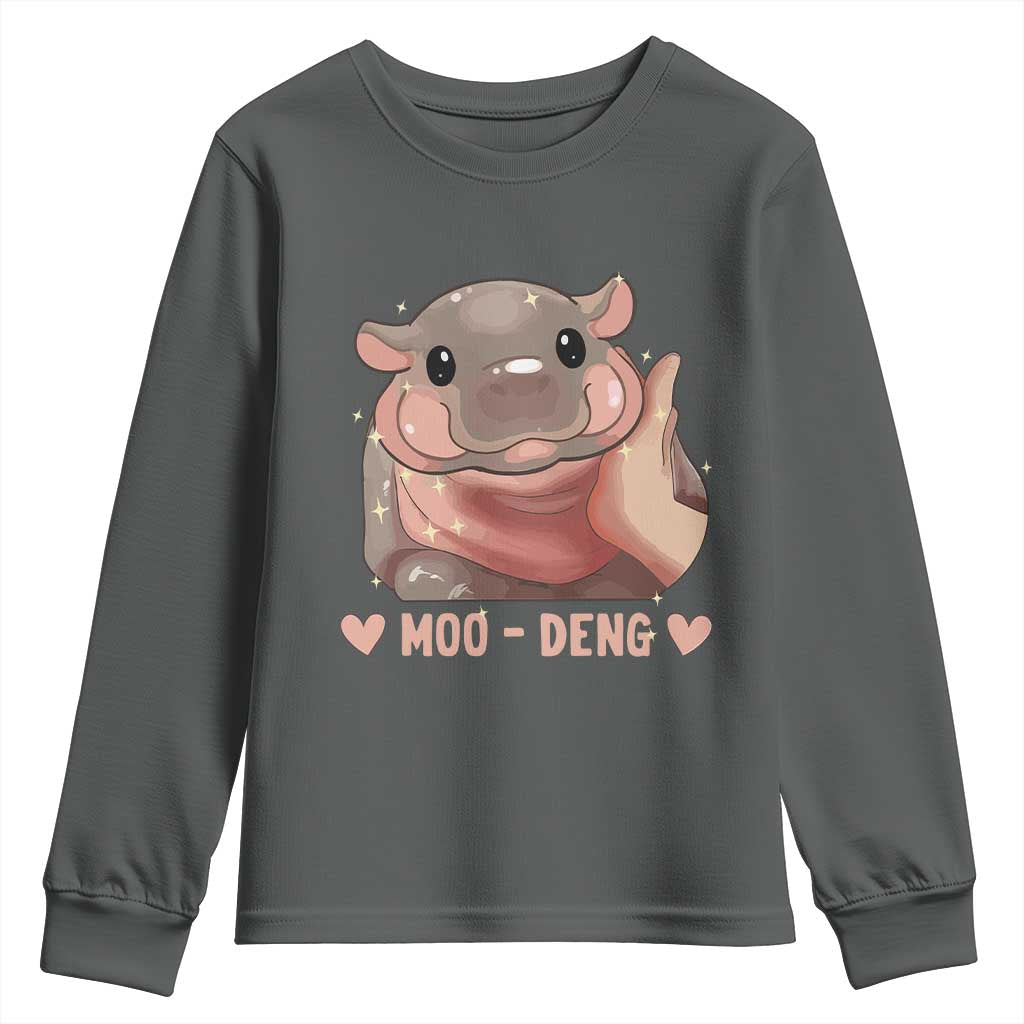 Funny Moo-Deng Youth Sweatshirt Baby Pygmy Hippo Cute Zoo For Family Tee TS10 Dark Heather Print Your Wear