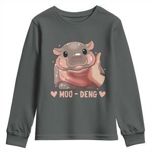 Funny Moo-Deng Youth Sweatshirt Baby Pygmy Hippo Cute Zoo For Family Tee TS10 Dark Heather Print Your Wear