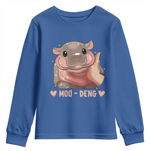 Funny Moo-Deng Youth Sweatshirt Baby Pygmy Hippo Cute Zoo For Family Tee TS10 Royal Blue Print Your Wear