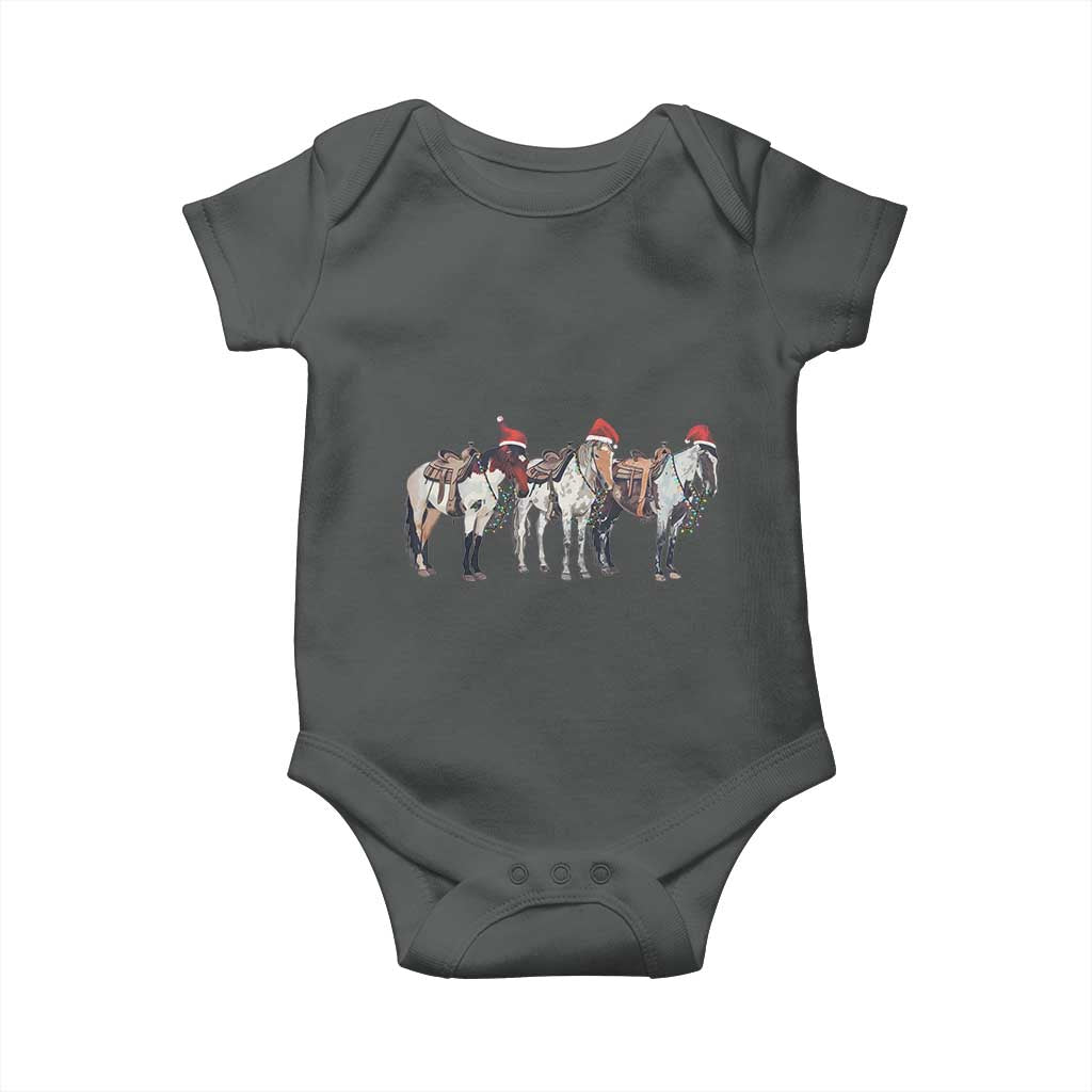 Horse Christmas Baby Onesie Western Cowboy Cowgirl Howdy Country TS10 Dark Heather Print Your Wear