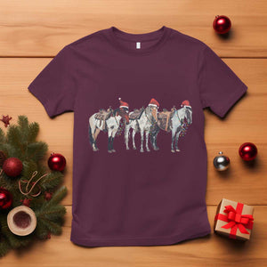 Horse Christmas T Shirt Western Cowboy Cowgirl Howdy Country TS10 Maroon Print Your Wear