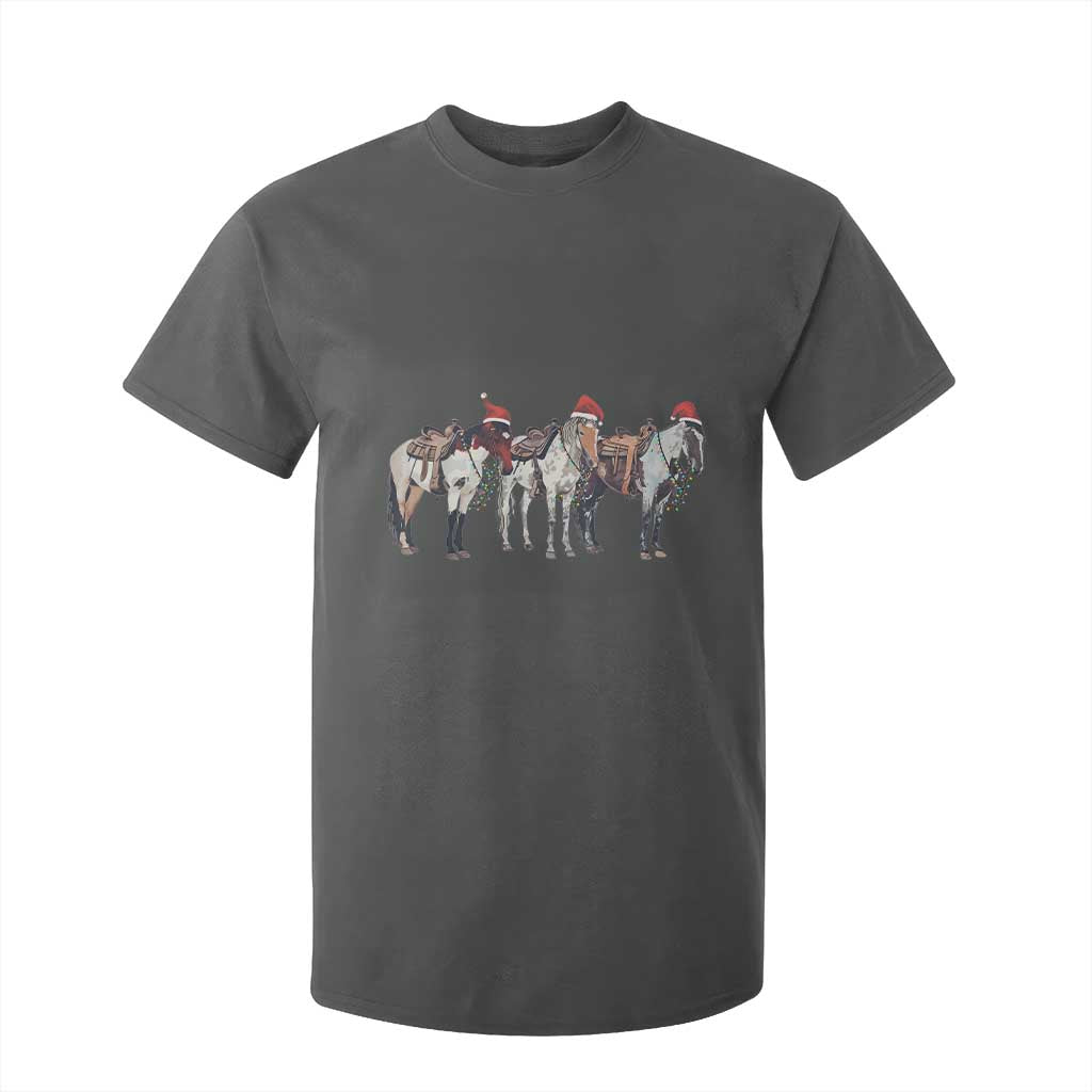 Horse Christmas T Shirt For Kid Western Cowboy Cowgirl Howdy Country TS10 Dark Heather Print Your Wear
