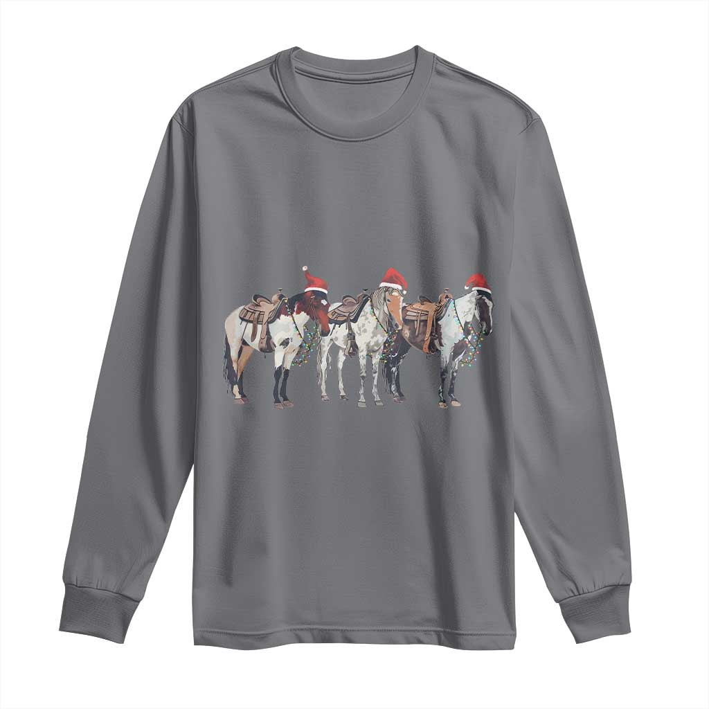 Horse Christmas Long Sleeve Shirt Western Cowboy Cowgirl Howdy Country TS10 Charcoal Print Your Wear