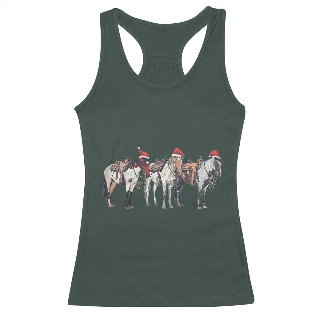 Horse Christmas Racerback Tank Top Western Cowboy Cowgirl Howdy Country TS10 Dark Forest Green Print Your Wear